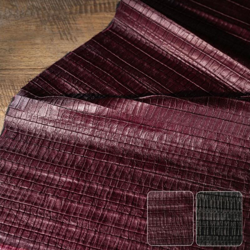 

Heavy Weaving Pleated Textured Leather Fabric Vertical Patterned Pleated Leather DIY Sewing Bag Outerwear Clothing Design Fabric 110x70cm