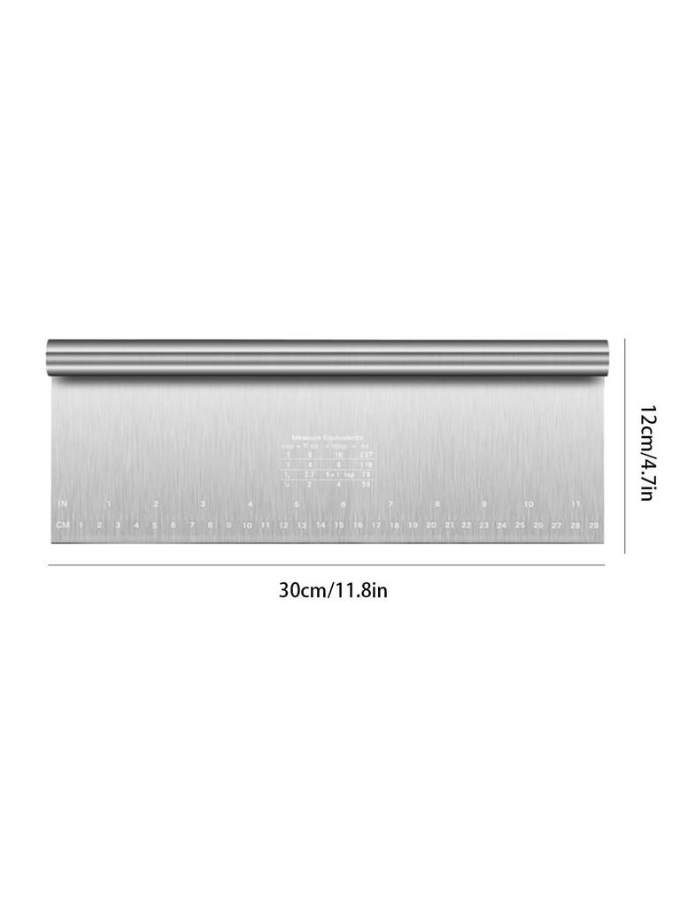 Leeseph Bench Scraper & Chopper Stainless Steel Pastry Cutter for Pasta Dough Bread Cake Baking Kitchen Tool with Scale Ruler
