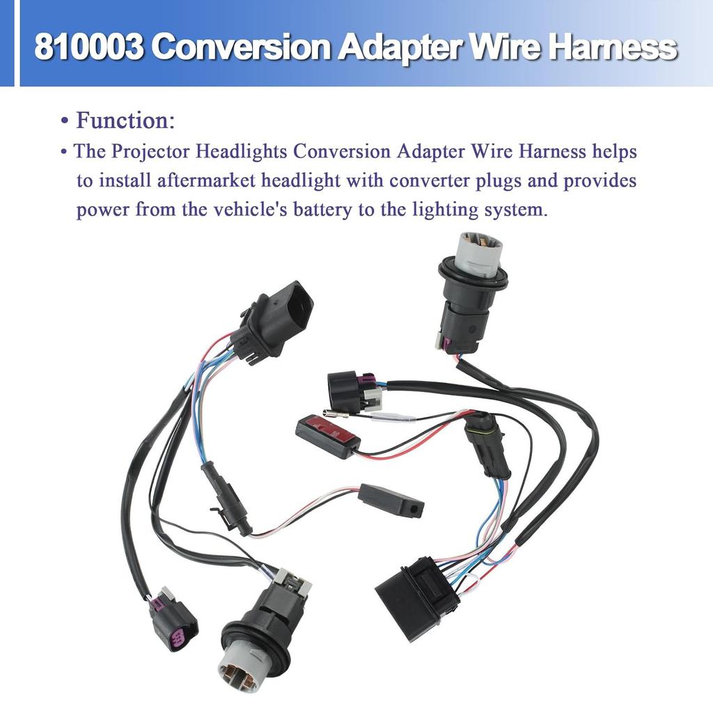 810003 Projector Headlights Conversion Adapter Wire Harness Fit for Ram 1500 2500 3500 2013-2018, 2 PCS