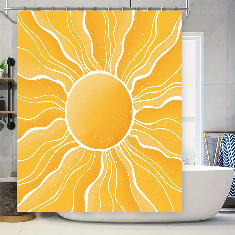 

Yellow Sun Shower Curtain Home Decoration Waterproof Bath Mat Cover Bathroom Decorative Printing Curtains For Kids W60H190(CM)-1 Pcs