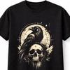 Raven Skull Gothic Graphic TShirt Dark Crow Art Vintage Tee S5XL