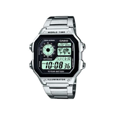 Casio Collection Montre Homme Quartz Digital Cadran Noir Bracelet Acier Argent - AE-1200WHD-1AVEF - - - - -