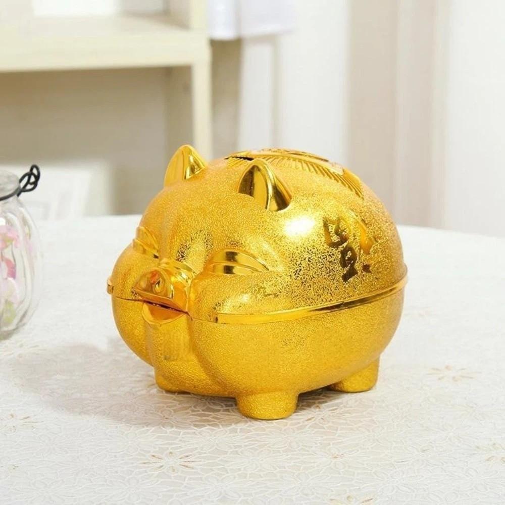 Animal Pig Money Jar Gold Pig Coin Saving Box Decorative Pig Plastic Piggy Bank  Festive Occasions