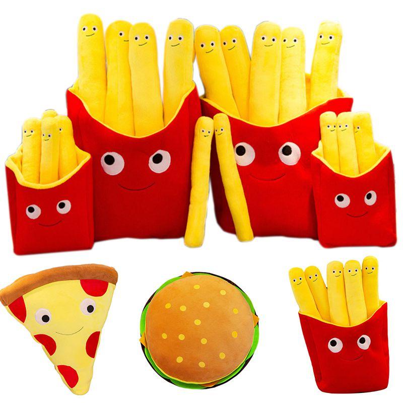 Cute Cartoon Plush French Fries Soft Toys Cuddly Pizza Pillow Cushion Kids Gifts