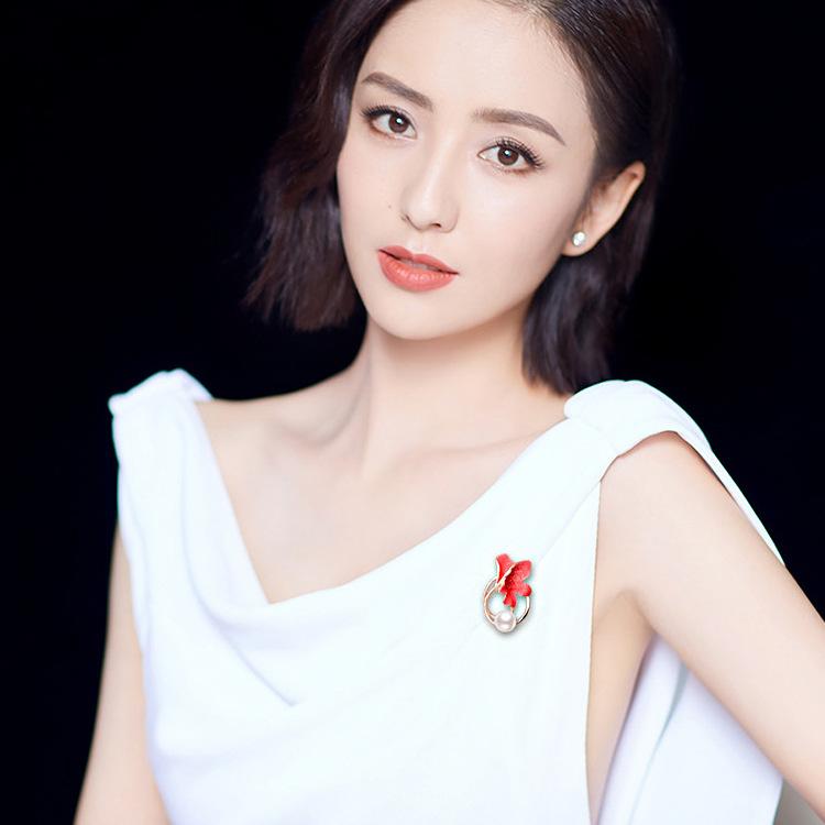 Öltropfenbrosche für Damen, zartes Corsage-Ornament, Brosche mit Perleneinlage, Seidenschal