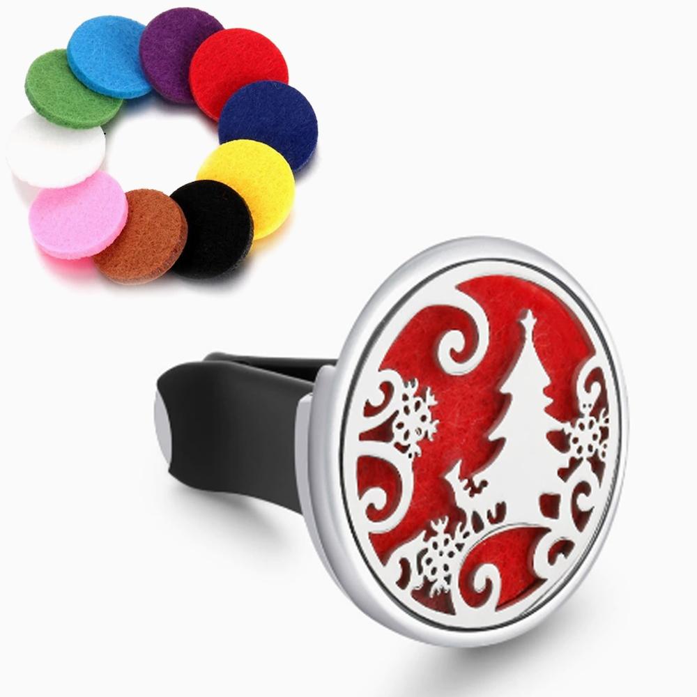Car Aromatherapy Essential Oil Diffuser - Stainless Steel Vent Clip Air Freshener with 10 Refill Pads