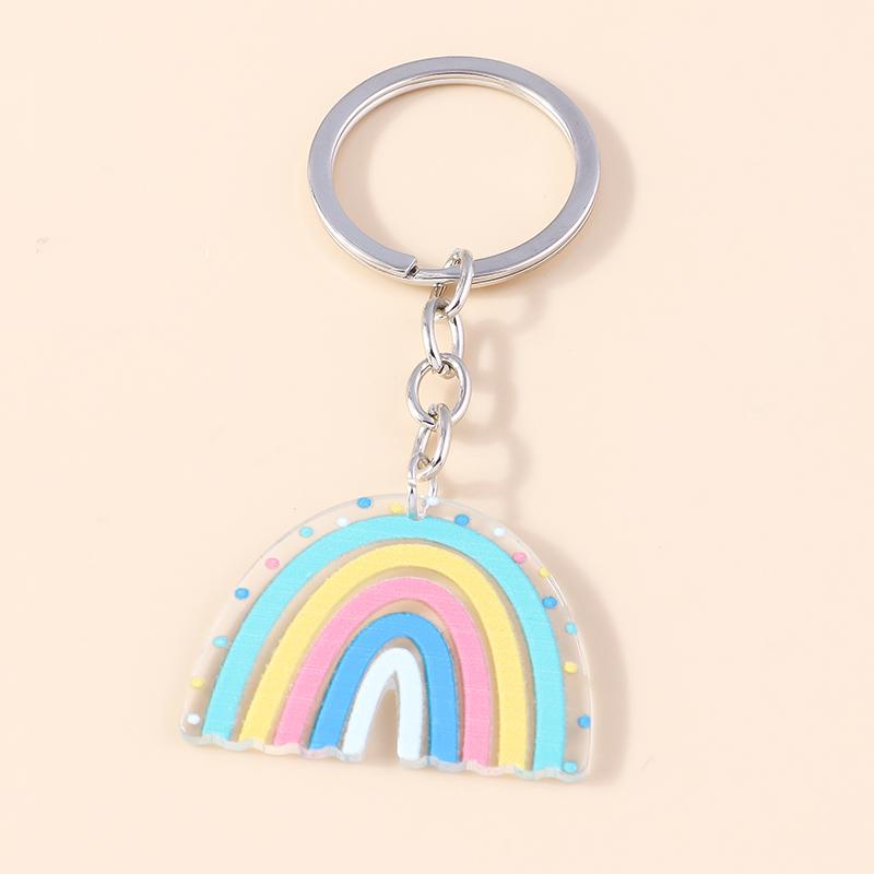 Colorful Rainbow Keychain Smile Cloud Key Rings Resin Key Chains for Women Girls Handbag Gift Jewelry Accessories