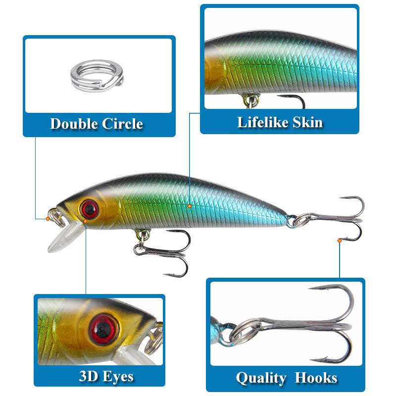 8PCS 7.2cm/7.5g Three Anchor Hook Simulated Sound Bead Fish Bait Sequin Hard Bait