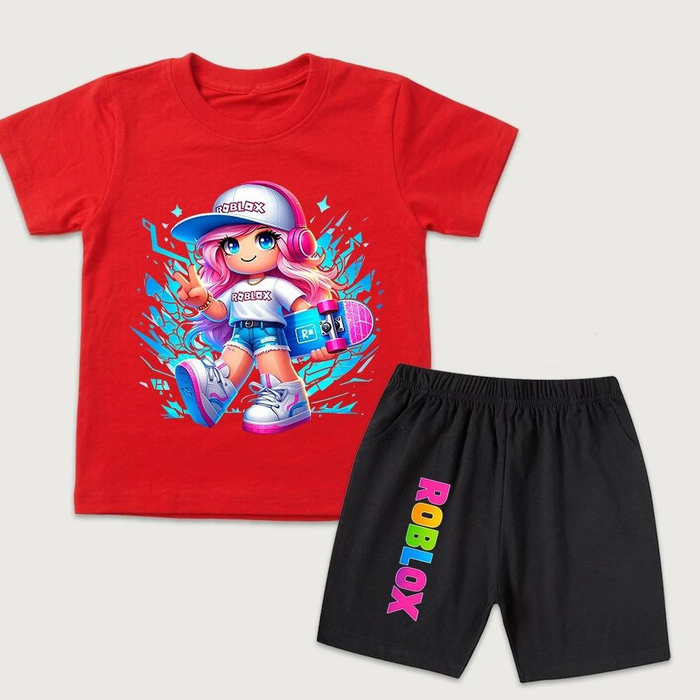 Fashion Cartoon Game Cute Printed Men's T Shirt and Shorts 2 Piece Set Summer Casual Outfit for Men's and Women's Clothing