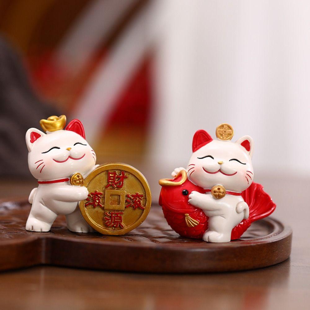 Japanese Lucky Cat Figurines Creative Car Ornaments Gifts Auto Interior Ornament  Office