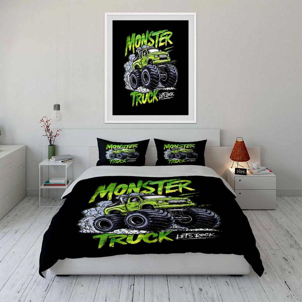 Monster Truck Graphic Design. Bedding Sets Duvet Cover Sets Duvet Covers Pillowcases(1* Duvet Cover 2* Pillowcases Without Duvet Insert)
