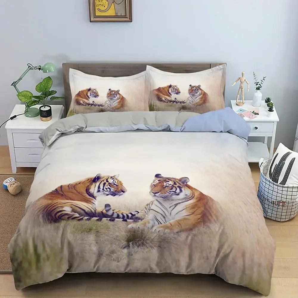 Tiger Wild Theme 3D Duvet Cover Bedding Set Comforter Linen Pillowcases Home Decor Single Double Twin King Queen