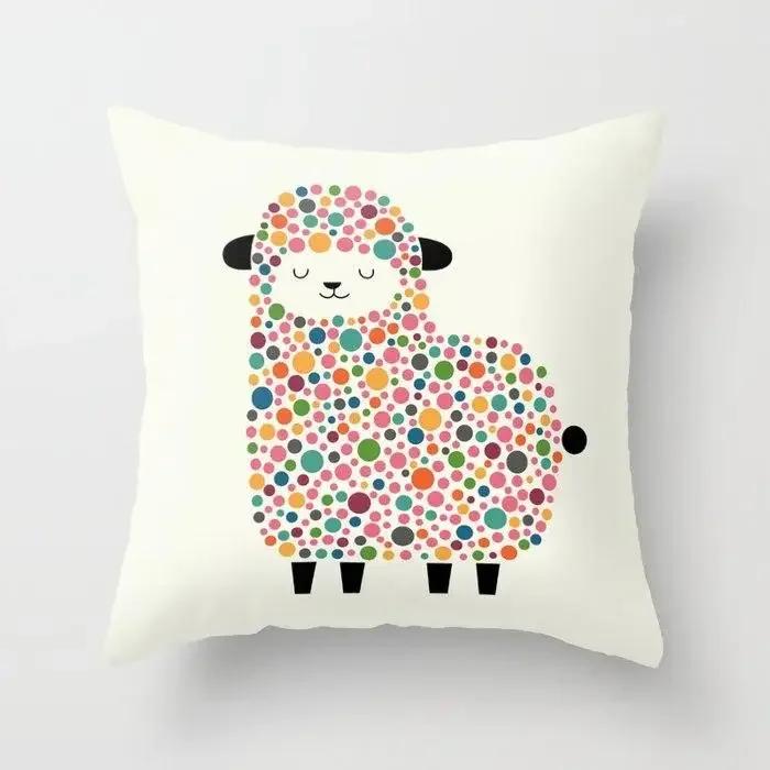Cushion Cover Cartoon Sheep Peach Pillow   Home Decor Moda