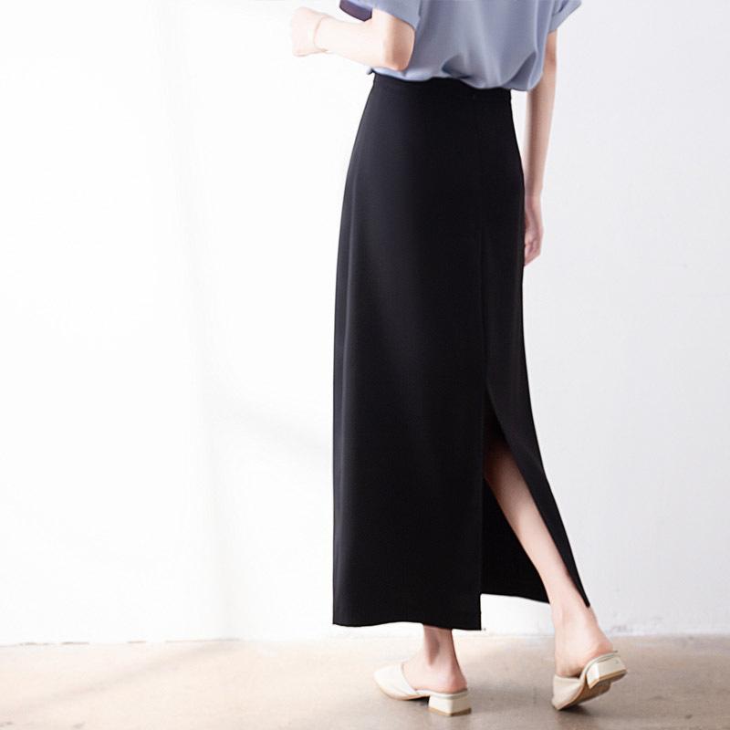 Black suit skirt women's summer thin high waist straight tube small man with one step hip wrap dress