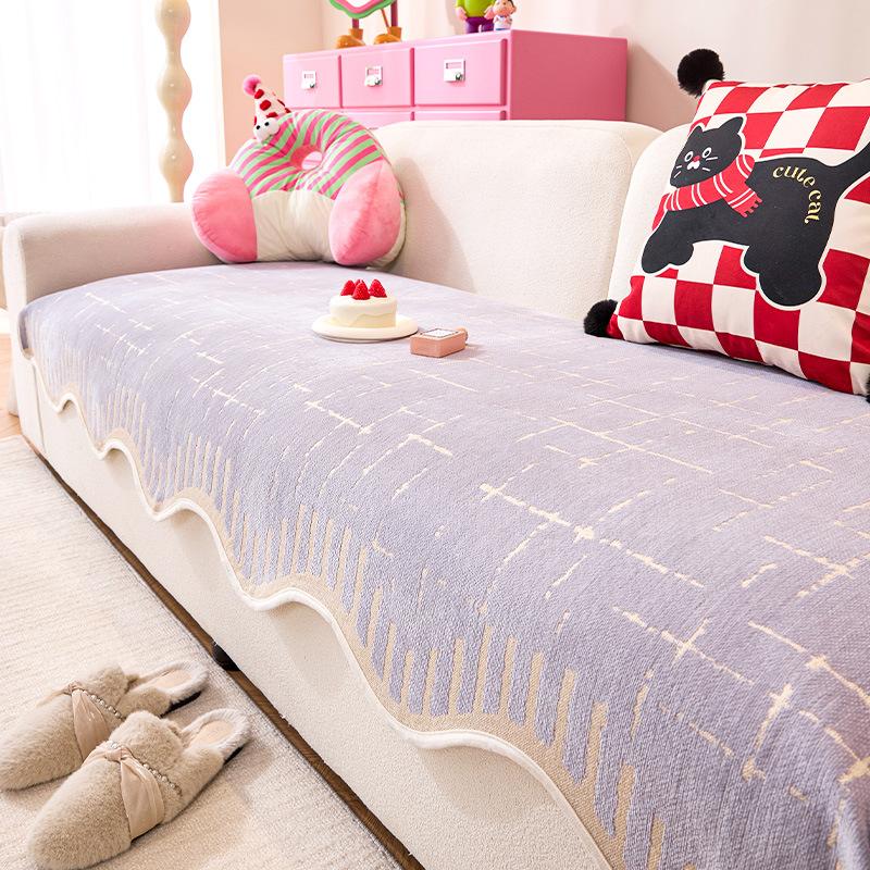 

Dopamine color sofa cushion 2025 new chenille cover cloth towel one piece fixed non-slip four-season seat cushion 70*70cm