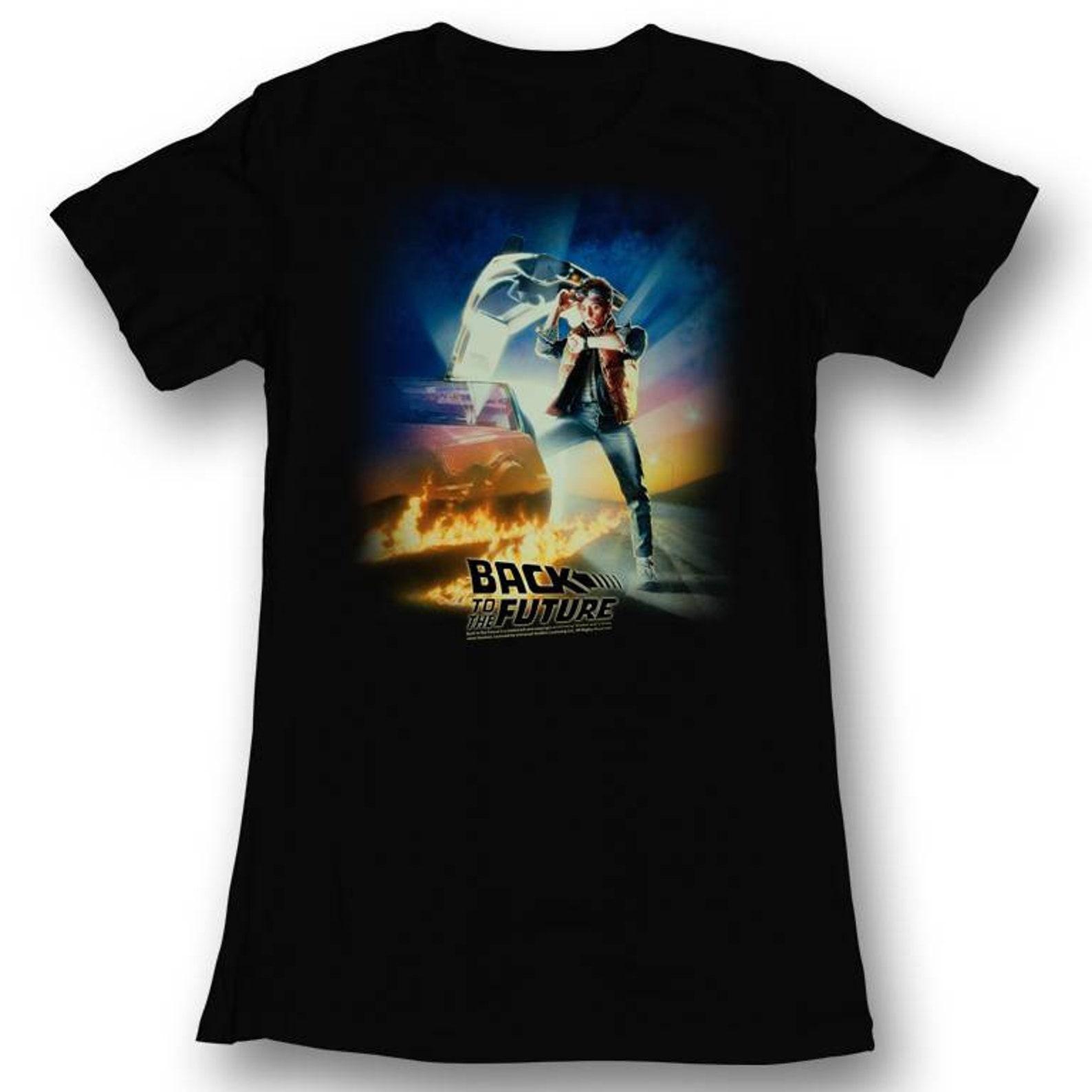 Back to the Future Movie Poster Black Junior Women s T-Shirt L