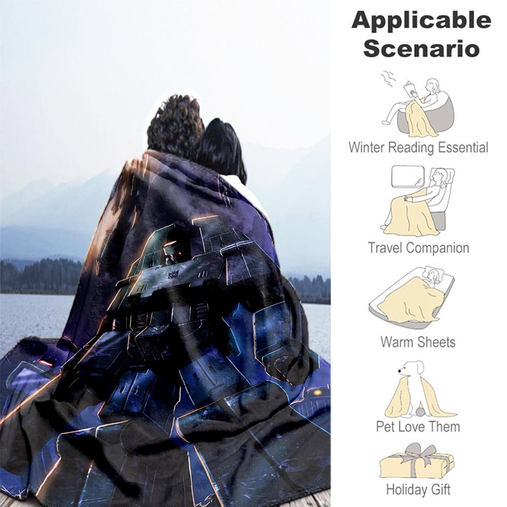 1pc Transformer Robot Theme Design Flannel Blanket - 3D Printed Soft Warm, All-Season Lightweight Throw for Camping Travel Bed-080743