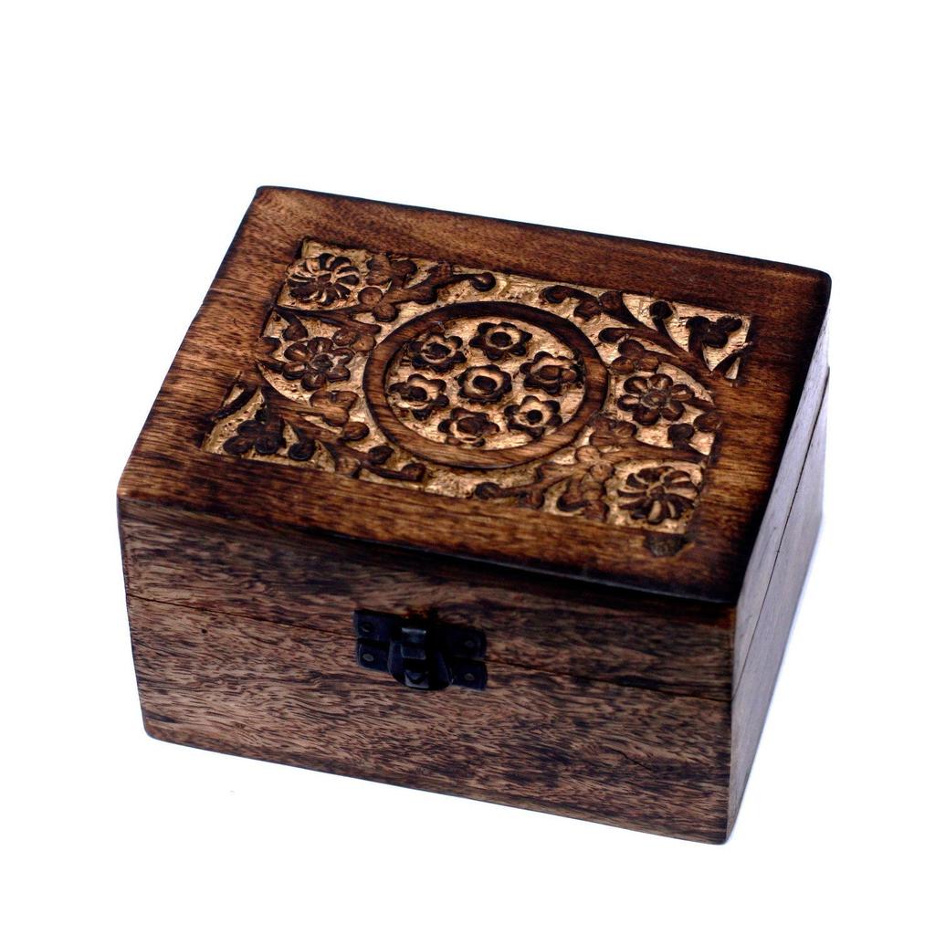 Essential Oil Storage Box Wooden Floral 12 Bottles