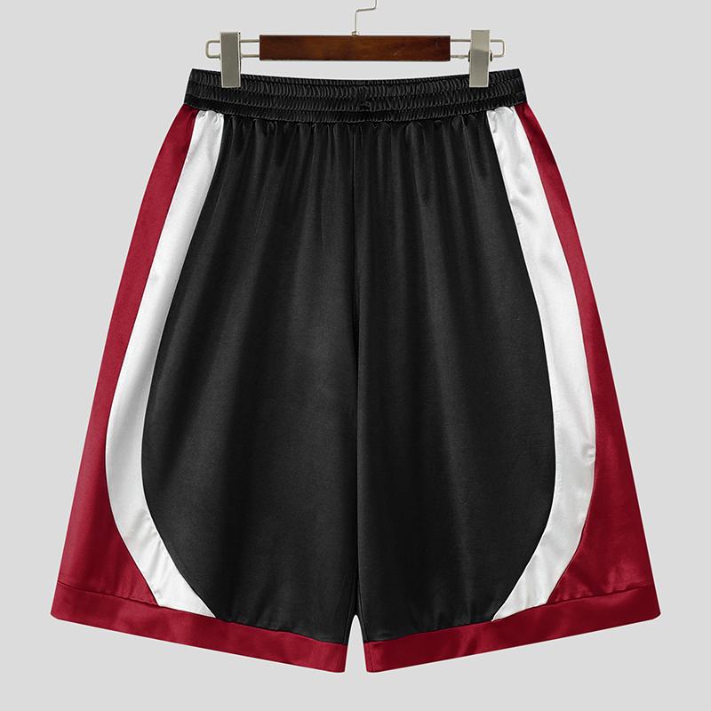 

INCERUN Men Elastic Waist Stitching Casual Sports Wide Legs Capri Pants 4XL