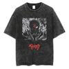 Vintage Washed Berserk TShirt for Men Women Retro Anime Skull Graphic Tees Oversized Streetwear Cotton Short Sleeve T Shirts