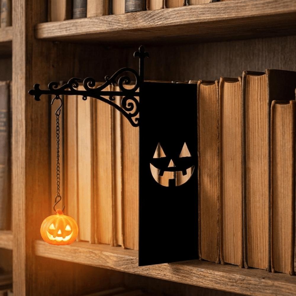 Vintage Halloween Bookshelf Lamp Wall Mounted LED Library Lantern Mini Bookcase Lamp Office