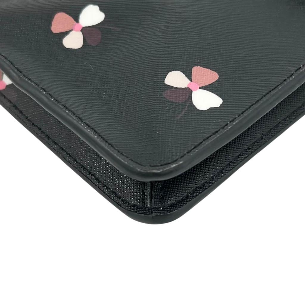 Kate Spade Floral Pattern Dusk Buds Shoulder Bag Leather Black Women Used