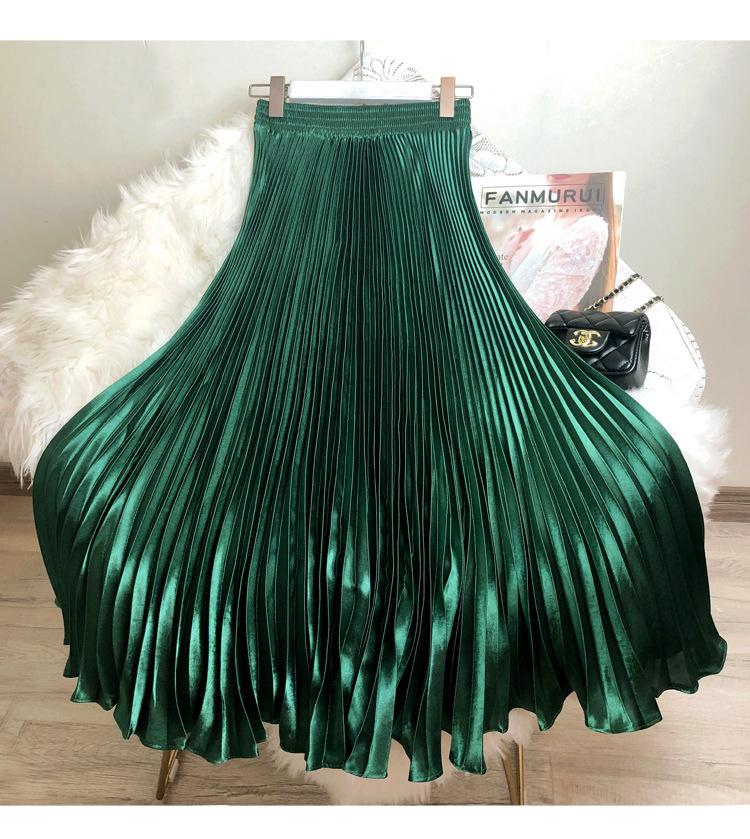 High Waist Satin Pleated Fishtail Skirt - 1 Meter Long Women's Dance Skirt with Large Swing and Medium Length.