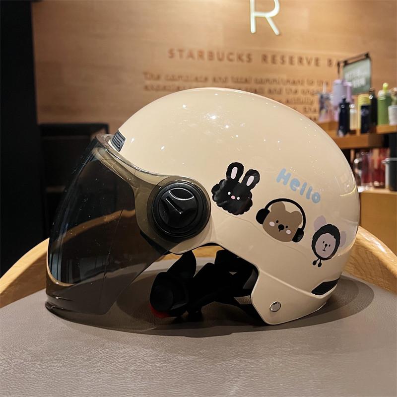 Electric Car Helmet Cartoon Simple Women's Motorcycle Helmet Sun Protection