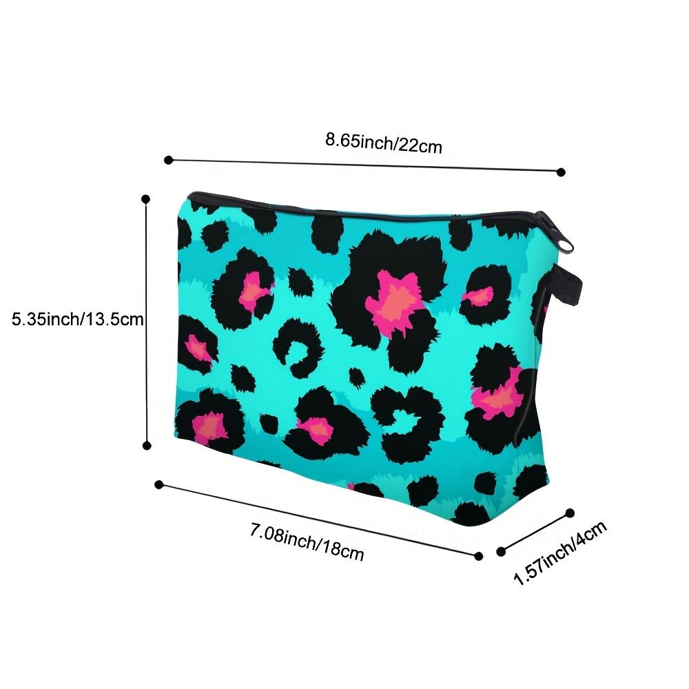 3D-gedruckte Leopard-Make-up-Tasche, Niedliche Mode-Geldbörse Kosmetiktasche Tragbarer Organizer Reise-Make-up-Etui Weihnachtsgeschenk