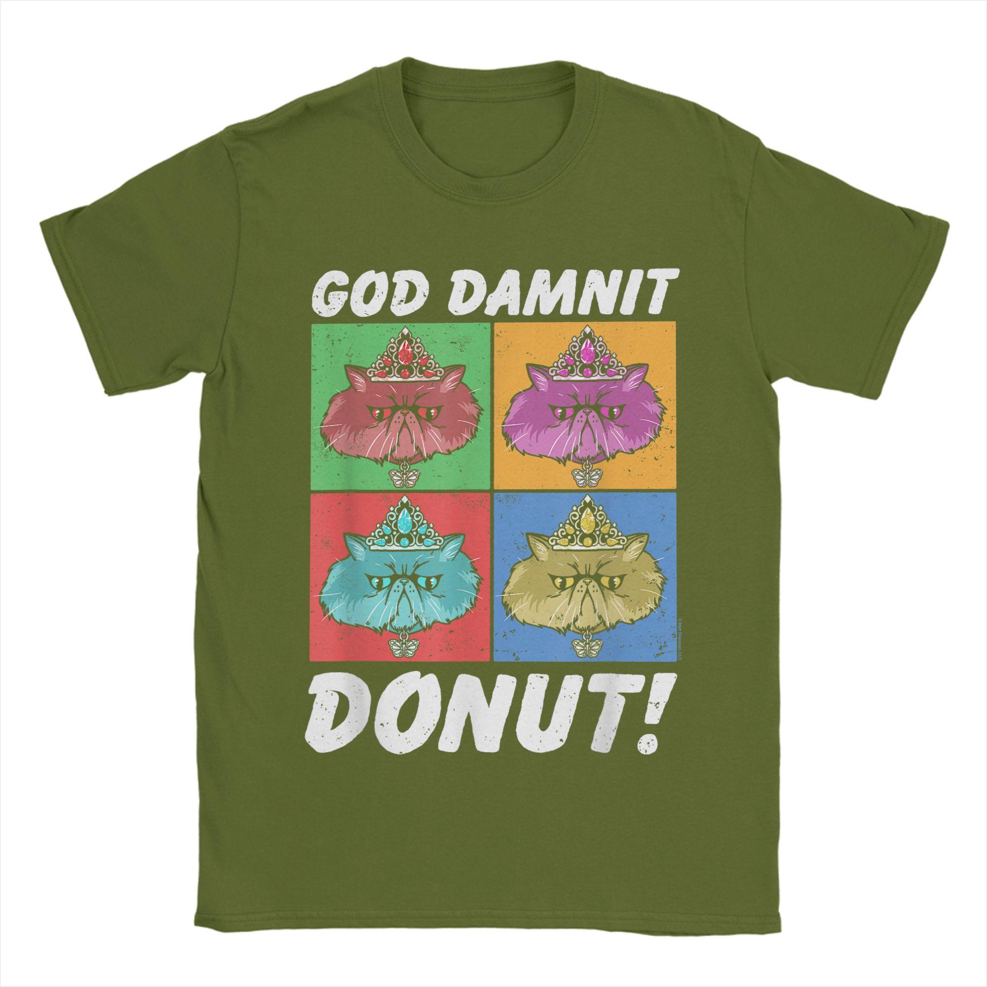 

God Damnit Donut Cat Pop Art Book T-Shirt Summer T Shirts Men Cotton Plus Size Clothes Short Sleeve Dungeon Crawler Carl 4XL