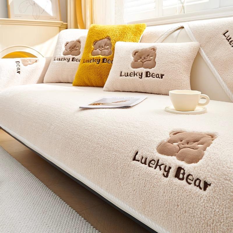 Winter Plüsch Sofa Abdeckung Verdickt Nicht-Slip Sitz Kissen Sofa Slipcover Cartoon Abdeckung Handtuch