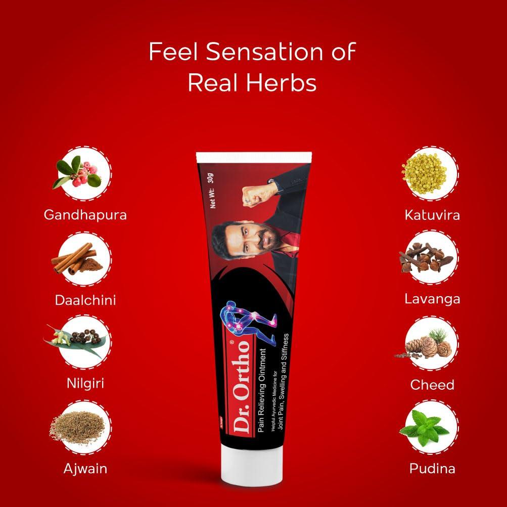 Dr.Ortho Ayurvedic Pain Relieving Ointment 30 G Pack Of 3 For Joint Neck Knee Muscle Pain Relief