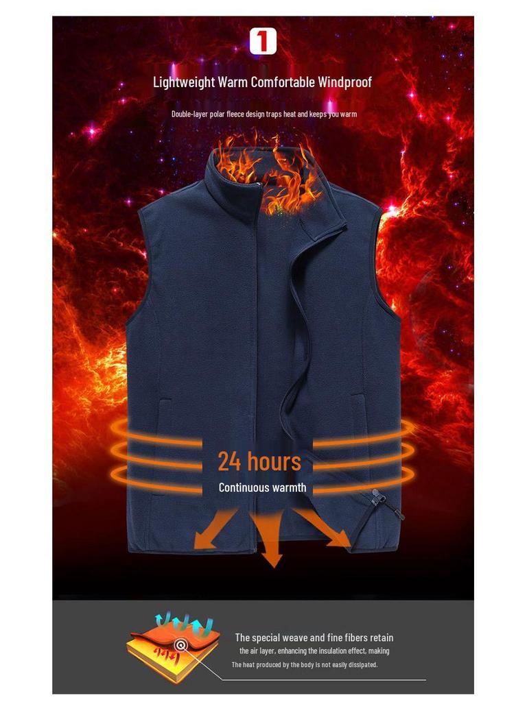 Herren Plus Size Wendeweste mit Stehkragen aus Fleece