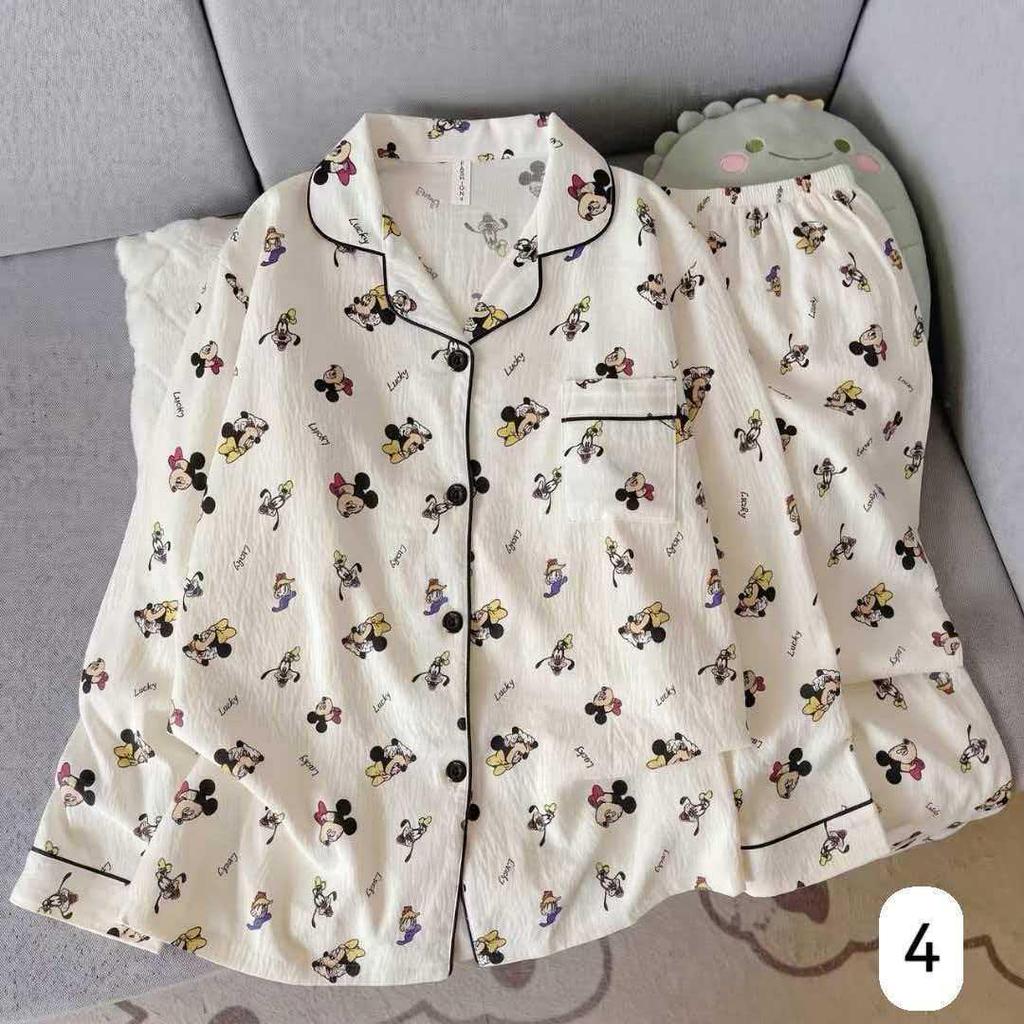 Women's Cloud Cotton Long Sleeve Pajamas - Sweet Cartoon Design for Spring & Autumn, Versatile for Home or Out