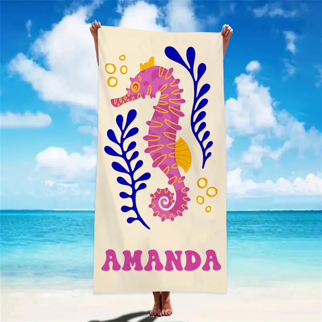 Custom Name Crab Beach Towel 1pc Personalized Lightweight Absorbent Towel for Beach Pool Wholesale Kids Summer Essentials