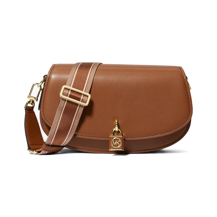 New MICHAEL KORS Mila Cow Leather Messenger Saddle Bag, Crossbody Bag, Shoulder Bag Medium Women's Brown 30S3GIMM8L-230