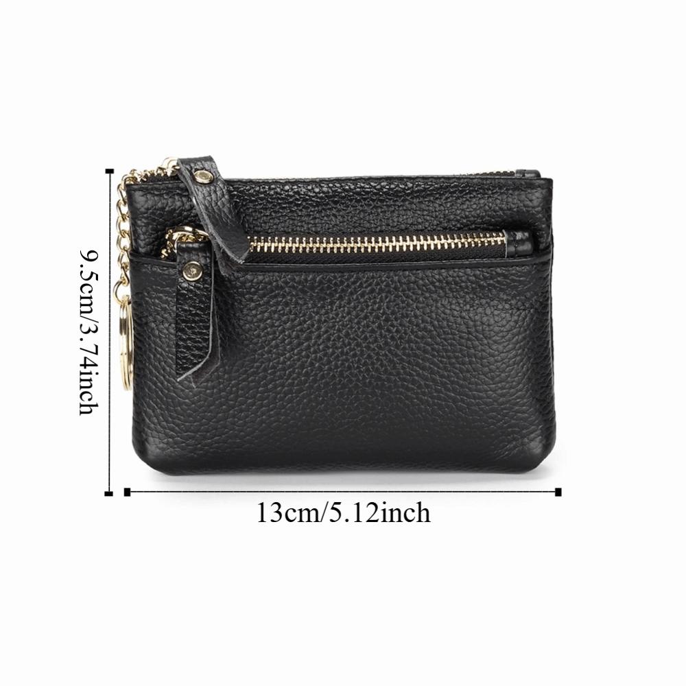 Zipper Small Cowhide Wallets Multi Card Slots Pu Coin Purse Elegant Lipstick Storage Bag  Women