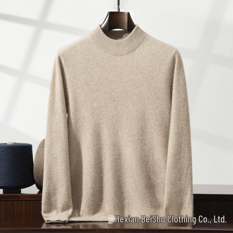 Men's Autumn Winter Cashmere Half-High Neck Knit Sweater