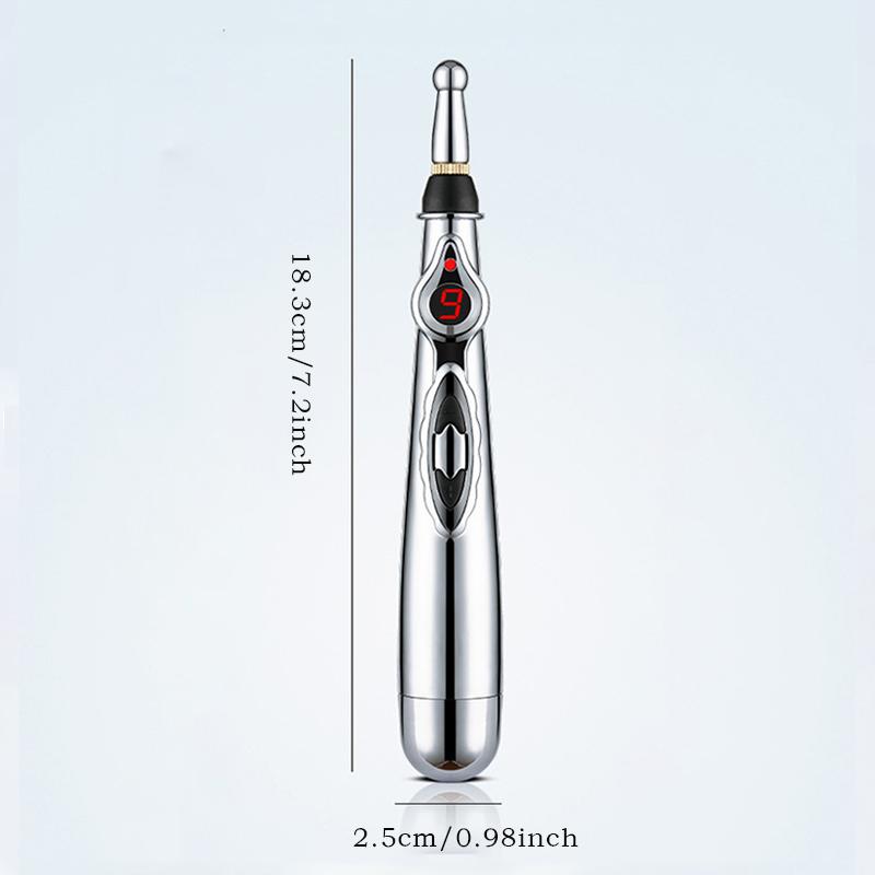 Electric Massage Pen Adjustable for Body Back Hand Massage Press and Relax Muscles, Battery Powered Silver
