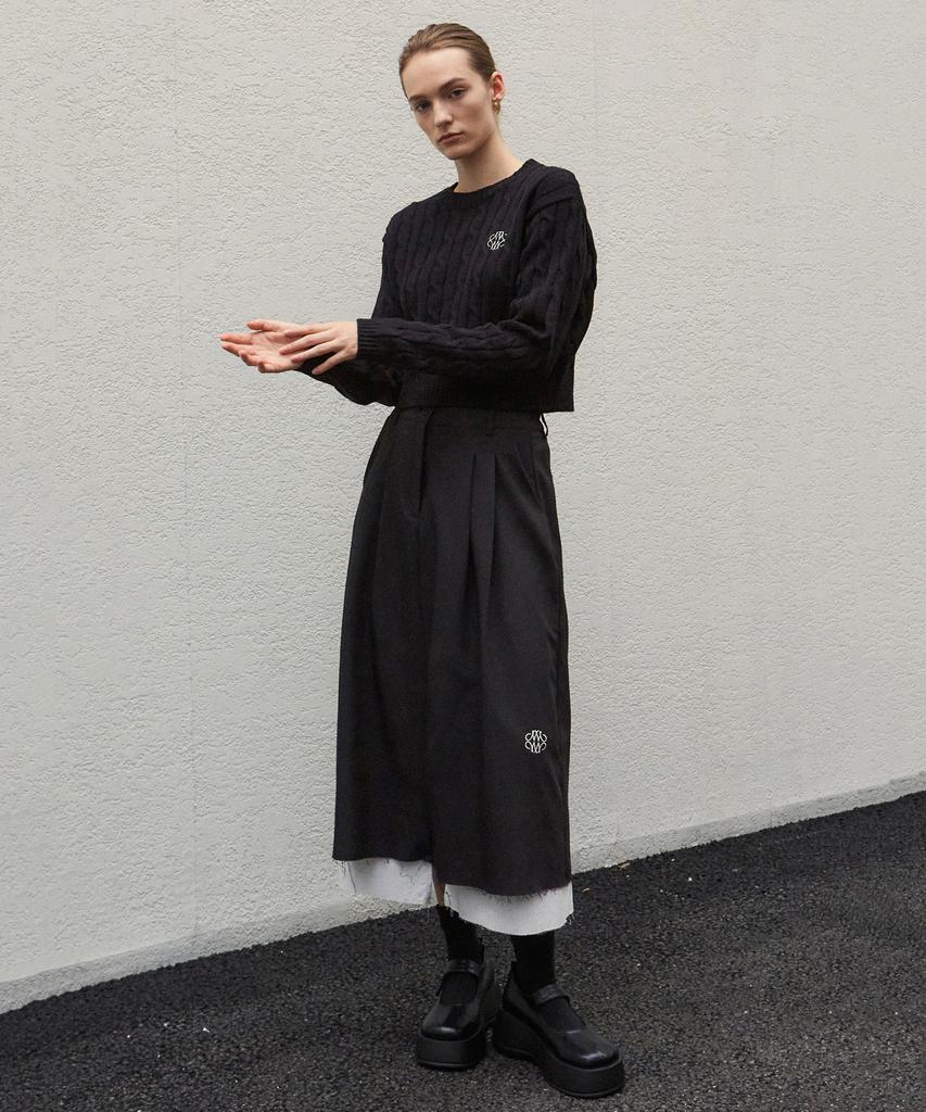 Nigaennikol Nicole Pintuck Layered Long Skirt_Black