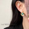 Medieval Retro Synthetic Turquoise Stud Earrings French Temperament Earrings Niche Earrings