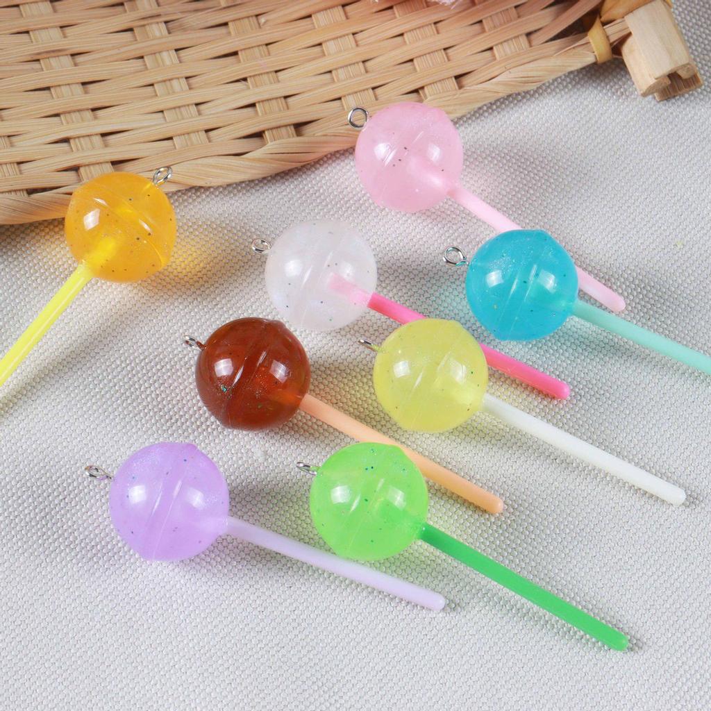 Clear Round Lollipop Resin Pendant Earrings and Keychain Accessories.