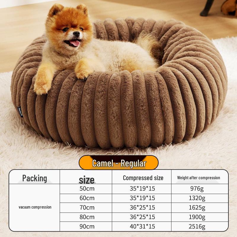 

Cozy Striped Rabbit Fur Pet Bed: Warm, Washable, Removable, Universal Fit for Cats and Dogs XS: 50CM (Mini/Small Dogs)