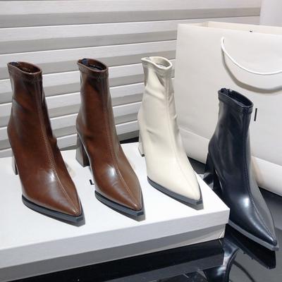 Fashion Autumn Winter Women Ankle Boots Elegant Thick Heels Pointed Toe Shoes Modern Short Botas Para Mujer