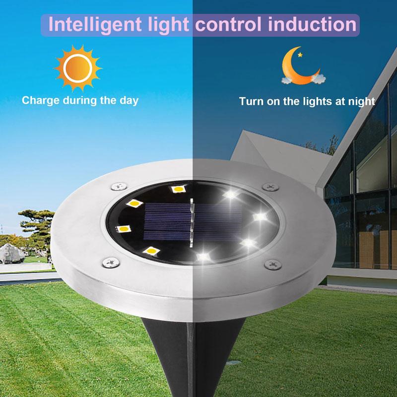 8LED Solar Ground Lights Waterproof Outdoor In-Ground Landscape Lighting for Garden Patio Pathway Lawn Bright Garden Solar Lamp