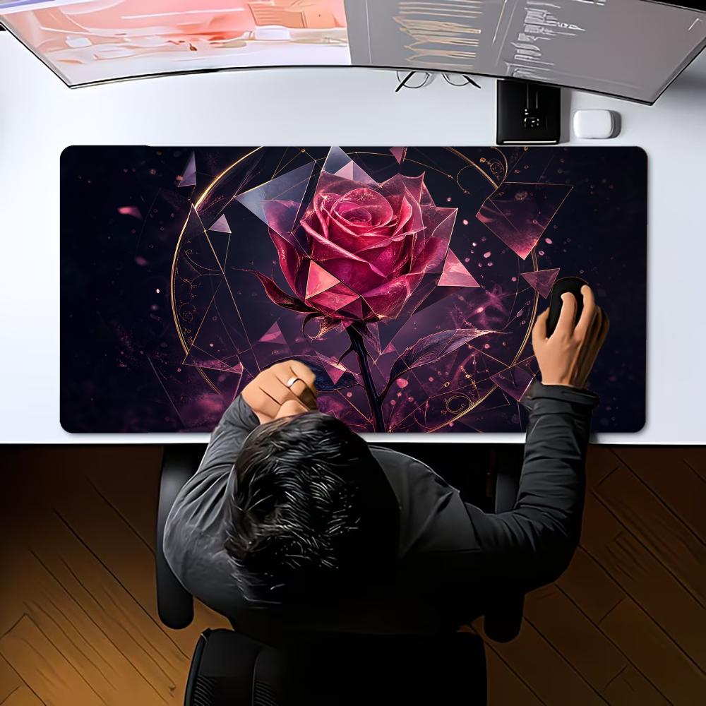 XXL Romantic Red Rose Heart Pattern Deskmat Non‑Slip Rubber Game Mouse Pad Pc Laptop Keyboard Mousepads Big Gaming Desk Mats