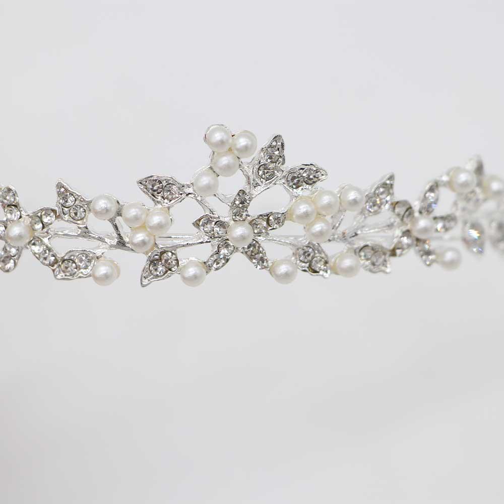 Wedding Fashion Flower Bride Imitation Pearl Rhinestone Crowns Prom Diadem Bridal Tiaras Headpiece
