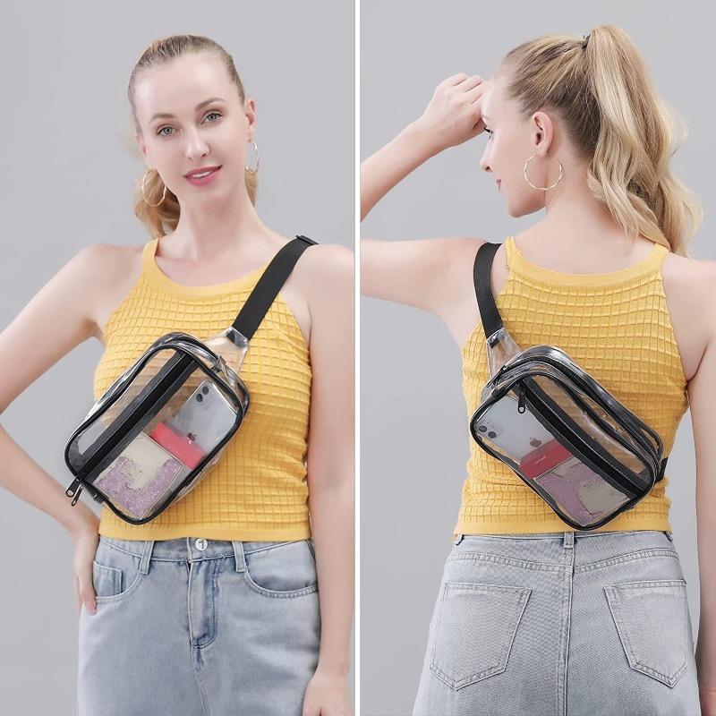 Transparent Fanny Pack Men's and Women's Stadium Belts Adjustable Shoulder Straps Travel Straps Hang Bag Storage Small Bag