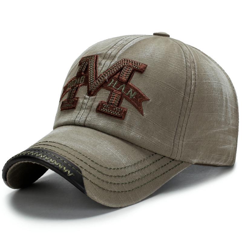 Zhen Yueqi Men's Distressed Embroidered Baseball Cap - Casual Outdoor Washed Sun Hat