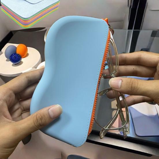 Silicone Glasses Bag Portable Protective Glasses Case Scratch-Resistant Eyeglasses Pouch Hanging Protective Cover with Lanyard